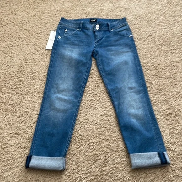 HUDSON COLLIN FLAP SKINNY CROP MED WASH BLUE SIZE 26 NWT - Picture 3 of 14